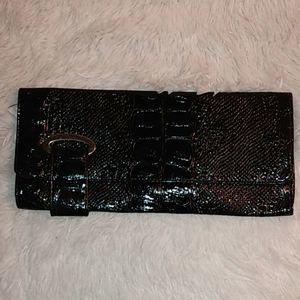 Dope 💜Patent leather snake skin long clutch purse